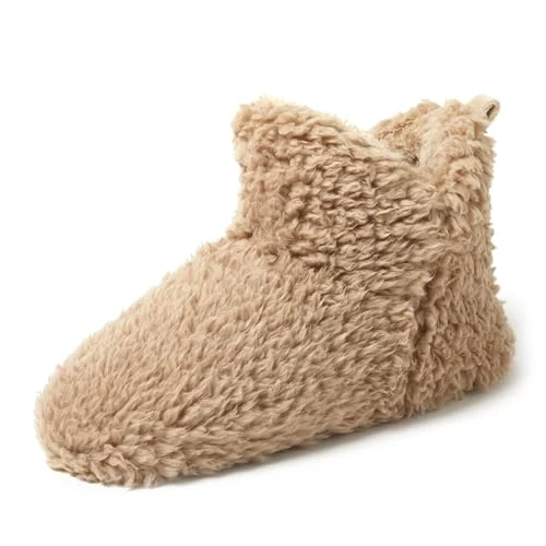 Women's Chelsea Sherpa Bootie Slipper, Latte, Small UK