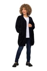 Women's Chenille Long Knitted Jacket Cardigan Sweater, Navy, 36-38 Women's Chenille Long Knitted Jacket Cardigan Sweater, Navy, 36-38