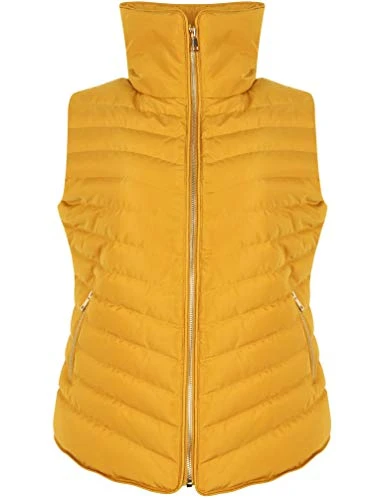 Women's Chervil Quilted Puffer Gilet With Funnel Neck - Old Gold - 8