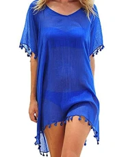 Womens Chiffon Beachwear Tassel Kaftan Beach Dress Loose Bikini Swim Bathing Suit Cover Up Black Womens Chiffon Beachwear Tassel Kaftan Beach Dress Loose Bikini Swim Bathing Suit Cover Up Black