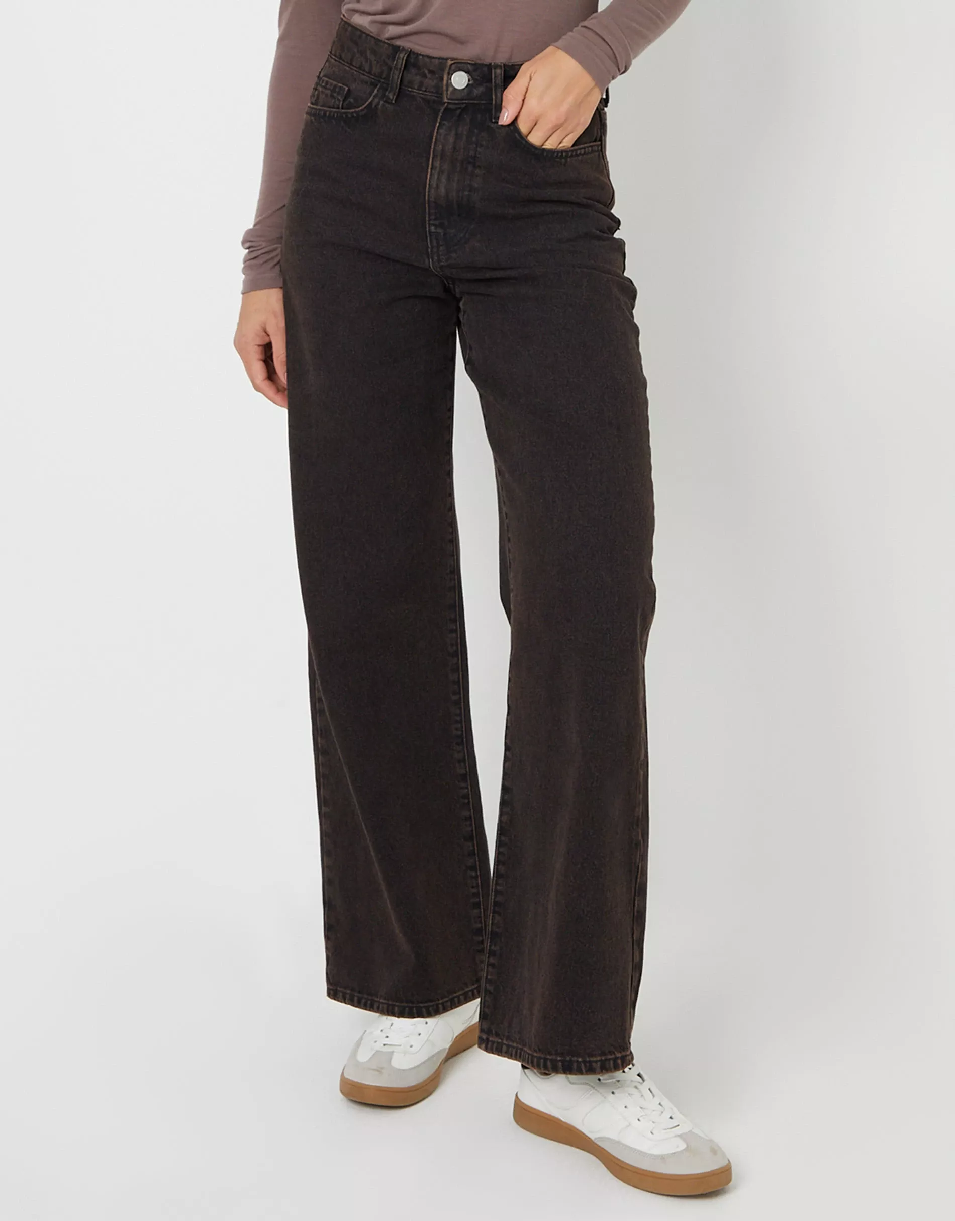 Women's Chocolate Wide Leg Denim Jeans