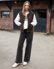 Womens Chocolate Wide Leg Denim Jeans
