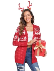 Womens Christmas Cardigan Lightweight Long Sleeve Button Top Ladies Chunky Cable Knit Reindeer Printed Cardigans Womens Christmas Cardigan Lightweight Long Sleeve Button Top Ladies Chunky Cable Knit Reindeer Printed Cardigans