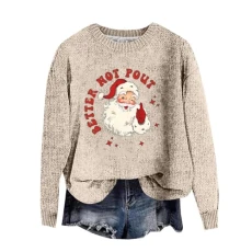 Women's Christmas Hoodies Uk Ladies Long Sleeve Tops,Short Sleeve Jumpers for Women Uk,Christmas Cat T Shirts Women,Women's Sweatshirt Pullover,Leopard Sweatshirt Women,Vintage Sweater Beige