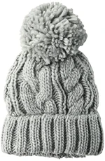 Women's Chunky Cable Beanie with Yarn Pom, Light Gray Marl, One Size