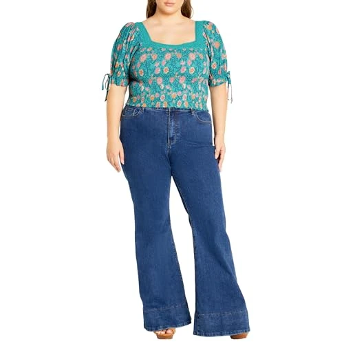 Women's Citychic Plus Size Top Aurora PRT, Turquoise, 18 Plus