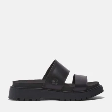 Womens Clairemont Way Leather Slide Sandals - Black