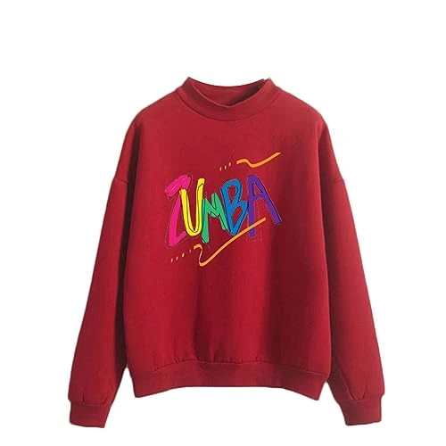 Women's Classic Crew Neck Sweatshirt Zumba Print Pullover Long Sleeve Top Jumper Regular Fit Sweatshirt