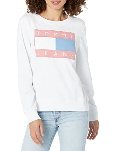 Women's Classic Crewneck Sweatshirt Flag, Bright White, Large