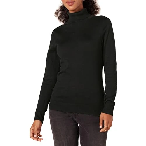 Women's Classic-Fit Lightweight Long-Sleeve Turtleneck Jumper (Available in Plus Size), Black, XS