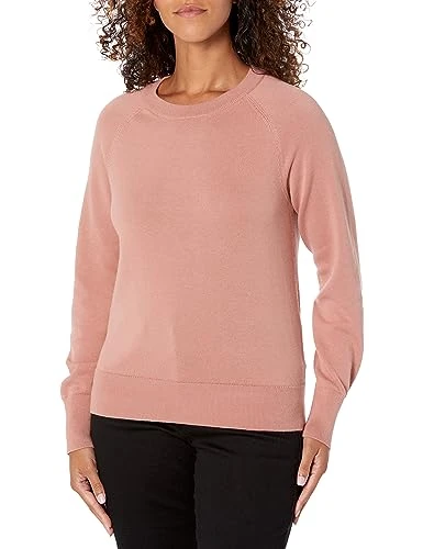 Women's Classic Fit Long Sleeve Crewneck Sweater, Old Rose Pink (Jacquard), L