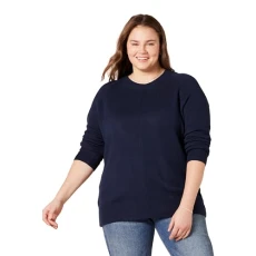 Women's Classic-Fit Soft Touch Long-Sleeve Crewneck Jumper, Navy, M