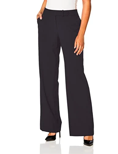 Women's Classic Fit Straight Leg Lux Suit Pant Business Casual, Navy, 18