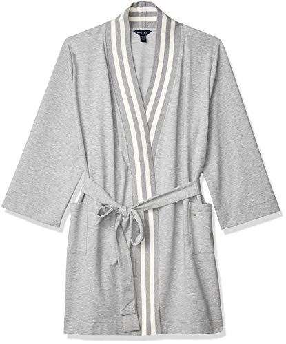 Women's Classic Knit Robe Bathrobe, Warm Heather Grey, L-x-L