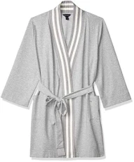 Women's Classic Knit Robe Bathrobe, Warm Heather Grey, L-x-L