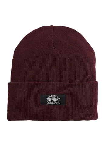 Women's Classic Knitted Beanie Hat Baseball Cap, Track Burgundy Marl, One Size