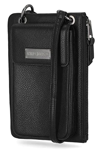 Women's Classic Phone Case Leather Crossbody Purse - Black, Black, 4.5" x 7.5" x 1.25"