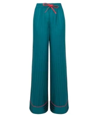 Women's Classic Vertical Stripe Mix and Match Satin Wide Leg Pyjama Bottoms Pants, Teal, XS/S Women's Classic Vertical Stripe Mix and Match Satin Wide Leg Pyjama Bottoms Pants, Teal, XS/S