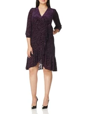Women's Classic Wrap Dress, Aubergine, 10 Petite