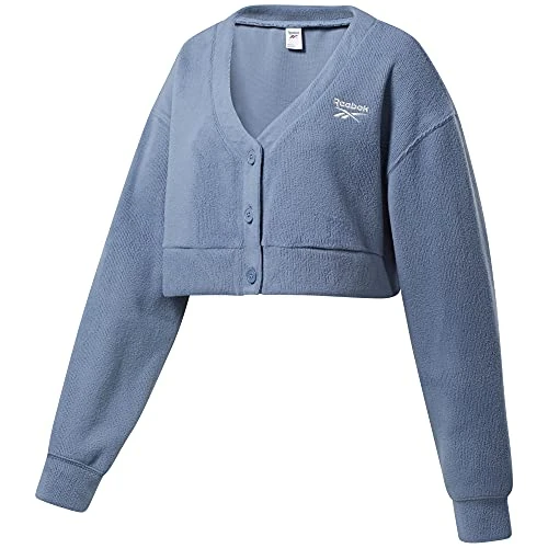 Womens Classics Wide Knit Cardigan Blue L