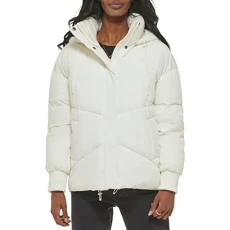 Women's Cloud Quilted Puffer Jacket, Cream, XL Women's Cloud Quilted Puffer Jacket, Cream, XL