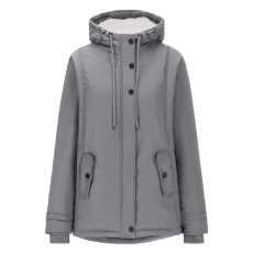 Womens Coat Casual Thick Plush Jacket Baggy Soft Zipper Coats Long Sleeved Hooded Jacket Women's Solid Color Jacket With Pockets
