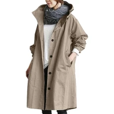 Women's Coat Trench Jackets for Women UK Casual Long Windproof Coat With Pocket Plus Size Hooded Lap