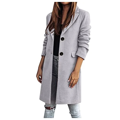 Womens Coat Winter Jackets Ladies Casual UK Women's Faux Wool Thin Coats Trench Jacket Ladies Slim L