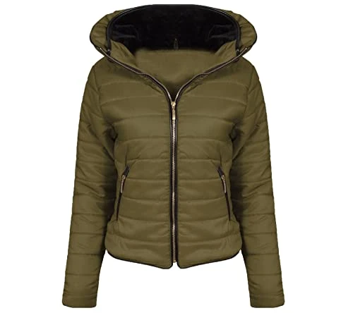 Womens Coats For Women Puffer Jackets Women Ladies Coats Girls Coats Jackets For Women Uk Women's Coats Winter Coats Women Quilted Jacket Womens Girls Winter Coat Kids Coats-Khaki-M