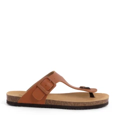 Womens Cognac Claude Flat Sandals - Brown