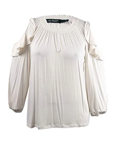 Women's Cold-Shoulder Top (Winter Cream, X-Large)