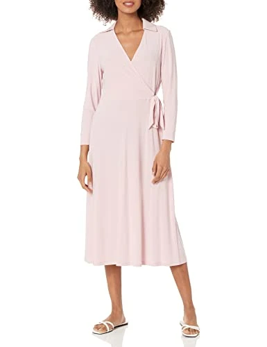 Women's Collared Signature Wrap Dress, Devonshire, 8