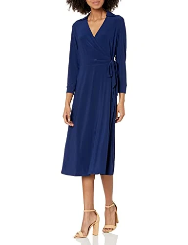 Women's Collared Signature Wrap Dress, Distant Mountain, 6