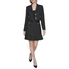 Women's Collared Tweed Long Sleeves Jacket Blazer, Black, 0 Women's Collared Tweed Long Sleeves Jacket Blazer, Black, 0
