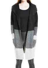 womens Color-block Cardigan, Black/Grey Color-block, Medium womens Color-block Cardigan, Black/Grey Color-block, Medium