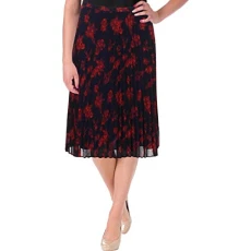 Womens Colyn Printed Accordian Pleat A-Line Skirt Navy 2