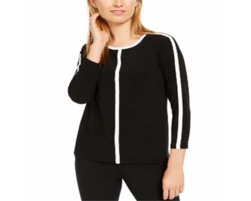 Women's Contrast Trim Top Black Size X-Small, Black, XS