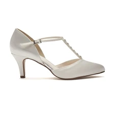 Women's Cordelia T-Bar Wedding Shoes, 7 Ivory