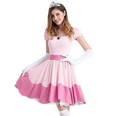 Women's Cosplay Halloween Clothes Garment Acting Festival Long Dress Pink