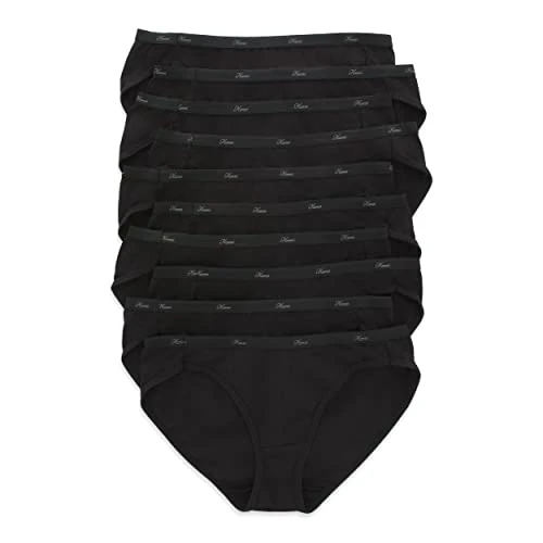 Women's Cotton 10-Pack Bikini Style Underwear, Black, Small