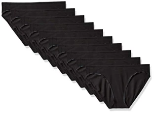 Women's Cotton Bikini Brief Underwear (Available in Plus Size), Pack of 10, Black, 16