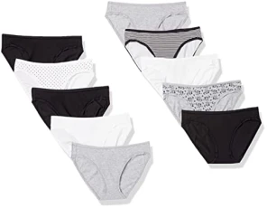 Women's Cotton Bikini Brief Underwear (Available in Plus Size), Pack of 10, Dots/Floral/Multicolour/Stripes, 14