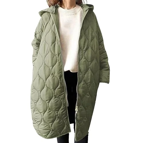 Women'S Cotton Coat Extended Knee Length Full Link Solid Color Long Hooded Cotton Coat Fashion Casua