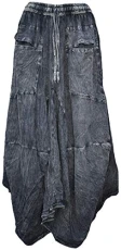 Womens Cotton Distressed Open Pocket High Low Skirt Black Womens Cotton Distressed Open Pocket High Low Skirt Black