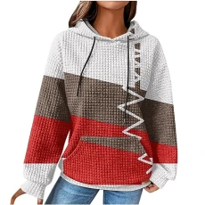 Women's Cotton Hoodie Causal Long Sleeve Hoodie Autumn Winter Warm Pullover Vintage Colourful Print Sweatshirt with Hood Jumper Tops Fashion Waffle Hoodie with Pockets Outwear, Z03-white, XXXL