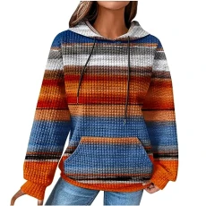 Women's Cotton Hoodie Causal Long Sleeve Hoodie Autumn Winter Warm Pullover Vintage Colourful Print Sweatshirt with Hood Jumper Tops Fashion Waffle Hoodie with Pockets Outwear, White, 5X-Large