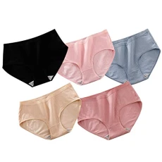 Women's Cotton Knickers Seamless Soft Vertical Lines Ladies Briefs Pack of 5,XL Women's Cotton Knickers Seamless Soft Vertical Lines Ladies Briefs Pack of 5,XL