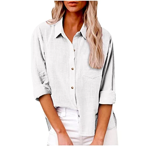 Women's Cotton Long Sleeve Shirts,Womens Long Sleeve T Shirts,Womens Button Down Shirts Long Sleeve 