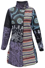 Women's Cotton Patchwork Embroidery Fleece Lined Floral Long Coat Small Women's Cotton Patchwork Embroidery Fleece Lined Floral Long Coat Small