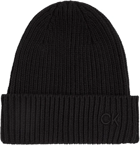 Women's Cotton Rib Knitted Beanie Hat, Black (Ck Black), One Size